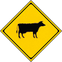 動物が飛び出すおそれあり　牛（うし） | 警戒標識